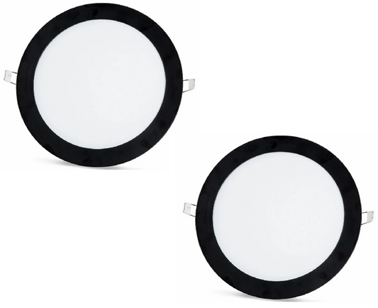2 pcs - SLIM LED panel black frame cold white /6500K 18W / 1620Lm round recessed round (power supply included) 6500K YL10-1800-S