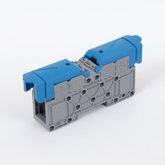 ONKA 50mm2 M8 Screw rail connector terminal block DIN rail terminal with protective cover, blue, 1030034