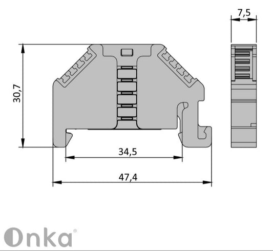 ONKA Plug, end bracket, universal bracket (for spring and screw terminal block ) , 1060002