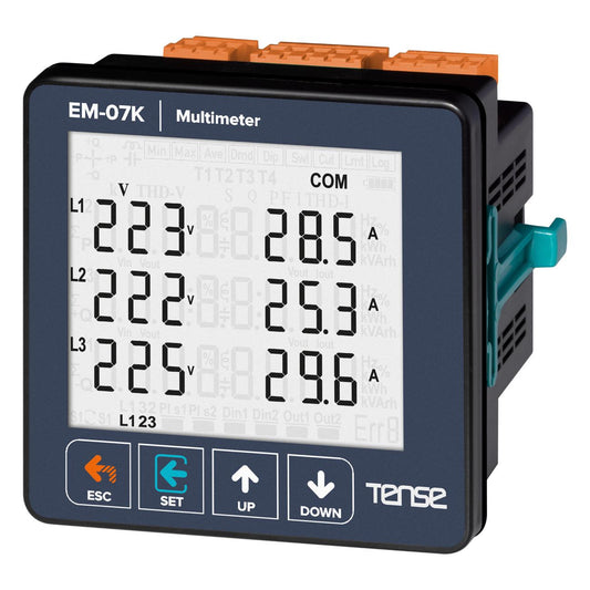 3-phase panel-mounted RS485 voltage-frequency-power-energy-current multimeter
