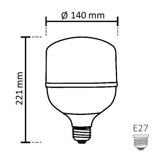 NOAS 60W (450W) LED bulb TORCH type, Cold white / 6500K, 5400 Lm, YL95-6001