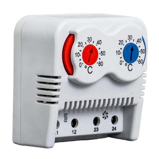 PTHVT Dual / double bimetal thermostat NC+NO switching, range 0-60°C Plastim