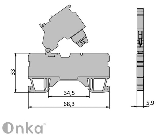 ONKA 2.5mm2 screw connection fuse terminal block (fuse not included) grey, 1020223