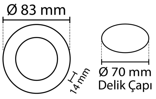 2pcs - round LED panel 3W / 270Lm warm white circular recessed (power supply included) 3200K YL10-0301