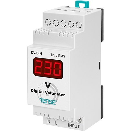 DV-DIN Voltméadar digiteach do voltas AC 0-500 V, méadraithe painéil