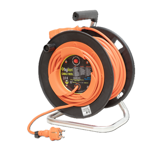 Cable reel IP20 French type, 4x socket with 3G2,5mm² L=40m+2m Cable colour: orange, French type