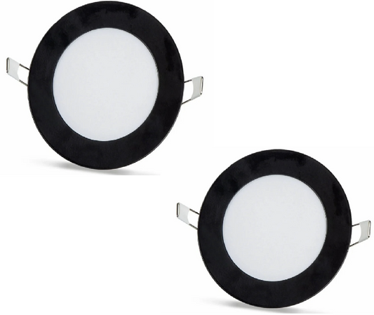 2 pcs - round LED panel 6W / 540Lm cold white black frame circular recessed (power supply included) 6500K YL10-0600-S