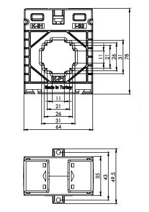 ONKA Current transformer CURRENT TRANSFORMER 250/5A, 30MM, CLASS 0.5S, 2.5VA (TK302505303 / 80011764)