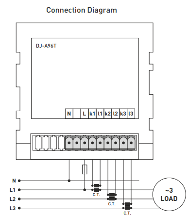 Digital Current Indicator Three Phase Panel Ammeter Three Phase Built-in