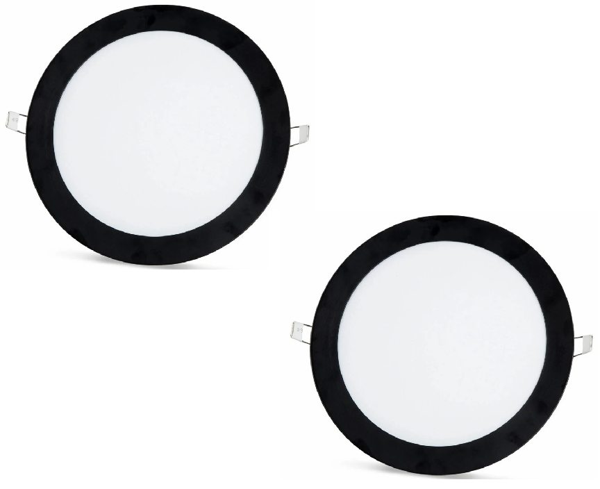 2 pcs - SLIM LED panel black frame cold white /6500K 18W / 1620Lm round recessed round (power supply included) 6500K YL10-1800-S