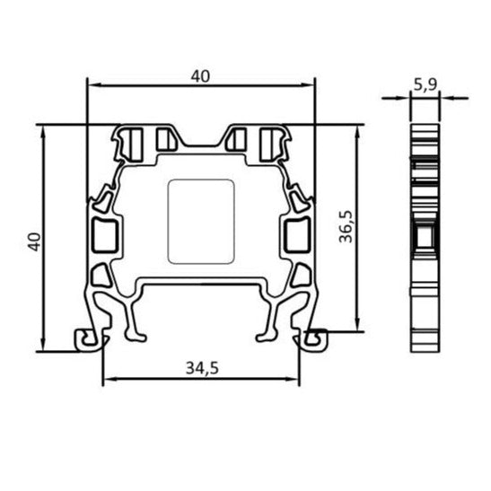 ONKA 2,5mm2 Conneoir raile scriú bloic téarma DIN raile téarma 2-sreang liath, 1010012