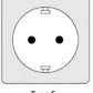 Dubh "rubber" socket suiteáilte ar dhromchla 250V, 16A, IP44, SCHUKO 2P+Z, 1KMP-F, Bylion