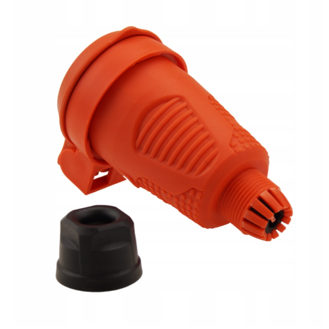 Orange hermetic rubber socket IP54 with flap 16A 250V French type (Pin) RDP-O-E Bylion