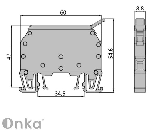 ONKA 6mm2 screw connection fuse terminal block (fuse not included) grey, 1010241