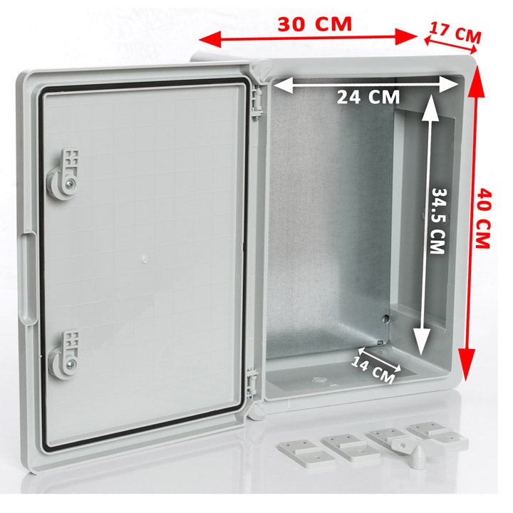 Switchboard plastic grey door 300x400x170mm IP65 PP3004 (P-BOX 3040-1)