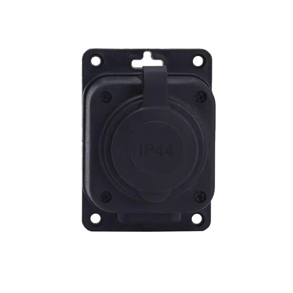 Plug-in socket, French type E (Pin), black "rubber" for surface 250V, 16A, IP44, 2P+Z, 1KMP-E, Bylion