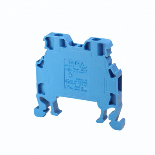 ONKA 1.5mm2 Screw rail connector terminal block DIN rail terminal 2-wire blue, 1010005