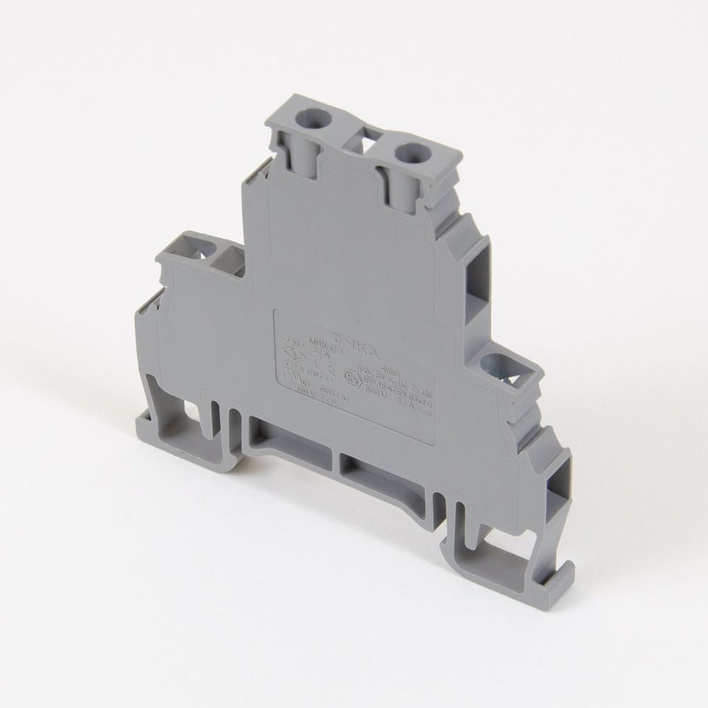 ONKA 4mm2, 2 leibhéal Conneoir scriú bloic téarma DIN raon téarma 4-sreang liath, 1010368