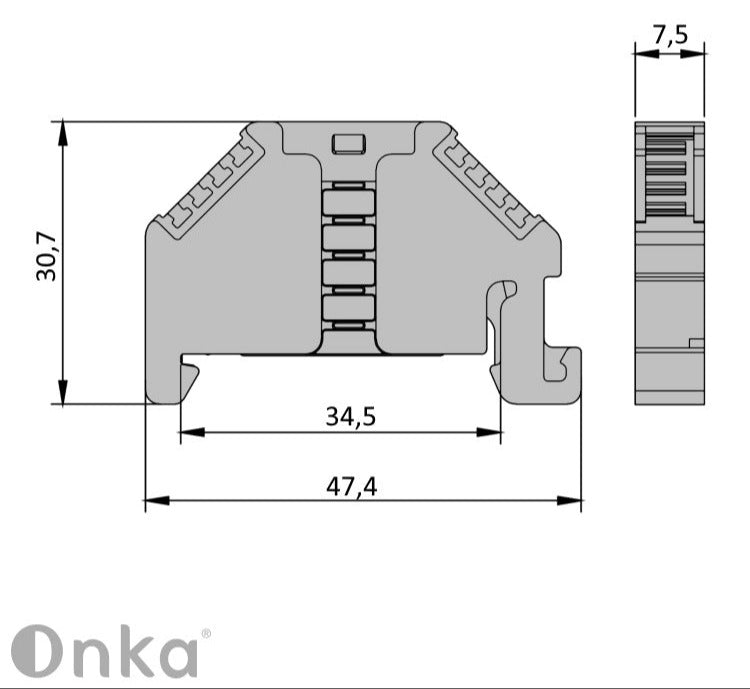 ONKA Plug, bráca deireadh, bráca uilíoch (do bloic téarmaí earraigh agus scriú), 1060002