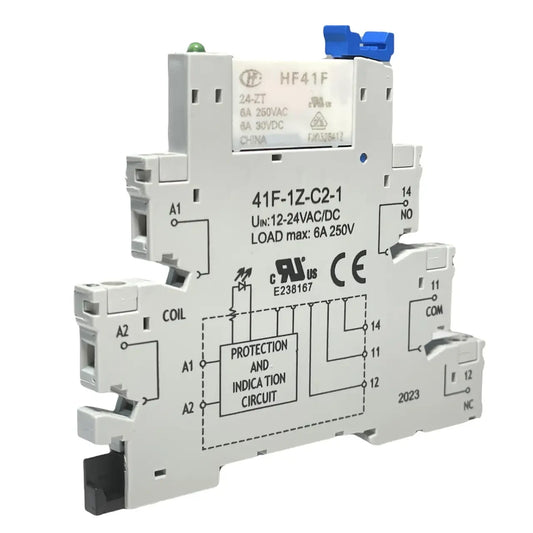 Separating auxiliary relay Relay module - socket + relay for din rail, 6 A, NO+NC