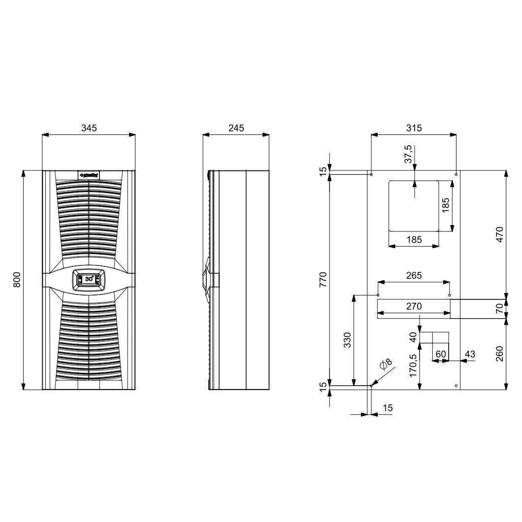 Air conditioning for switchboards / Cooler 1100W, PAD1100.01, Plastim
