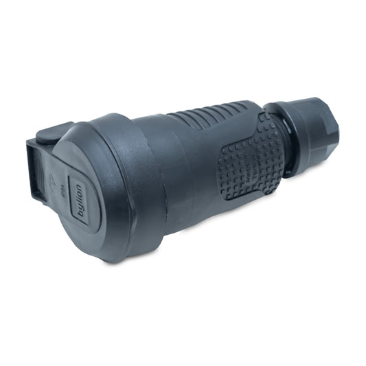 Rubber socket with flap, IP54 16A 250V with French earthing standard (Pin), Bylion