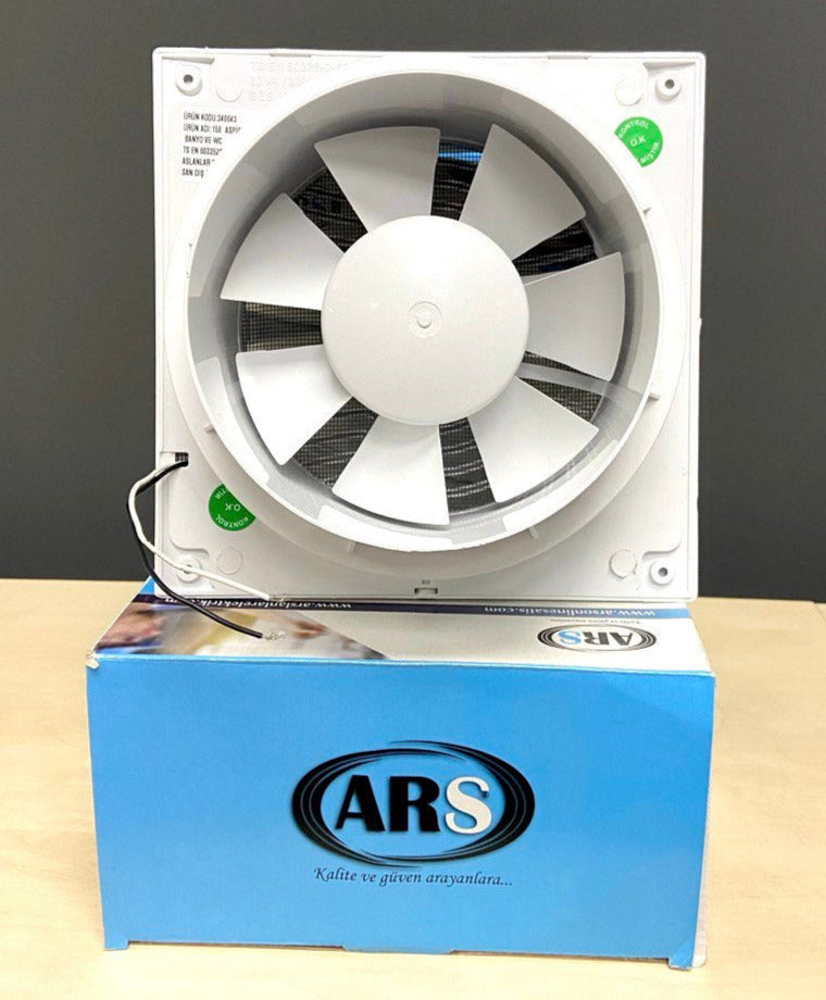 ARS - white wall mounted axial bathroom / WC fan white with grille quiet 200mm, 300 m3/h, 340049