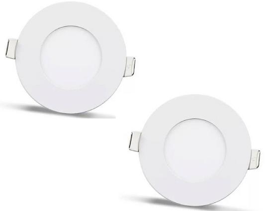 2pcs - round LED panel 3W / 270Lm warm white circular recessed (power supply included) 3200K YL10-0301