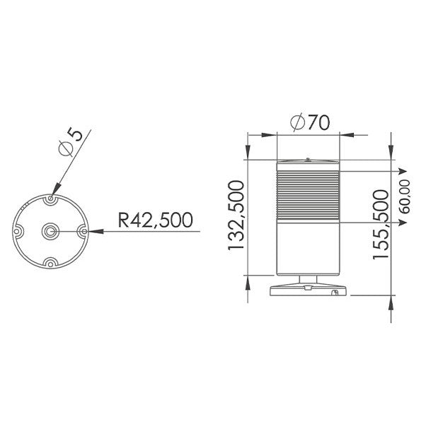 RGB column with buzzer / Signal beacon for surface mounting