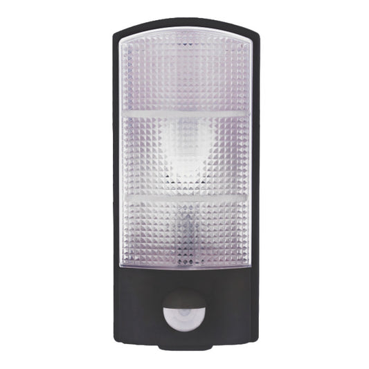 Wall mounted black luminaire E27 with PIR motion sensor