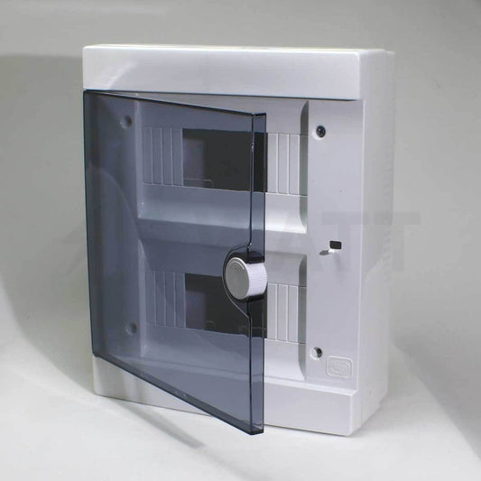 ARS Modular switchboard 16 MOD (16 fuses), surface-mounted switch cabinet, plastic, transparent door IP40, 341205