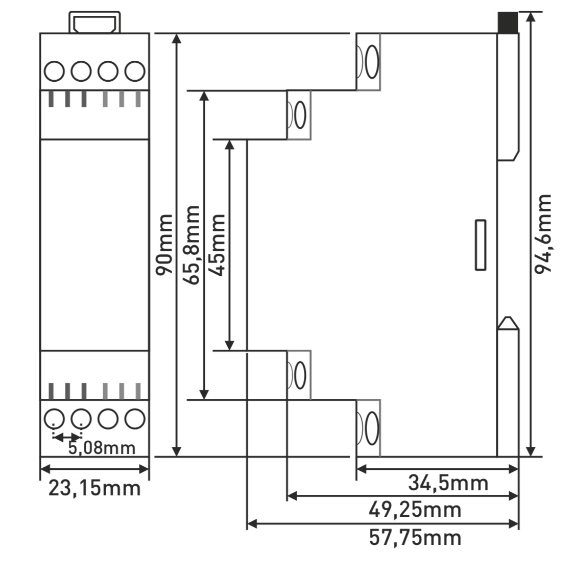 Monitoring/protection three-phase relay for control of overvoltage, undervoltage, asymmetry sequence