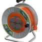 Professional metal winch with copper cable 3x2,5 mm2, IP44 with overload protection, current 16 A French type with 4 sockets, length 50M, cable colour: orange