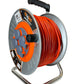 Professional metal winch with copper cable 3x2,5 mm2, IP44 with overload protection, current 16 A French type with 4 sockets, length 50M, cable colour: orange
