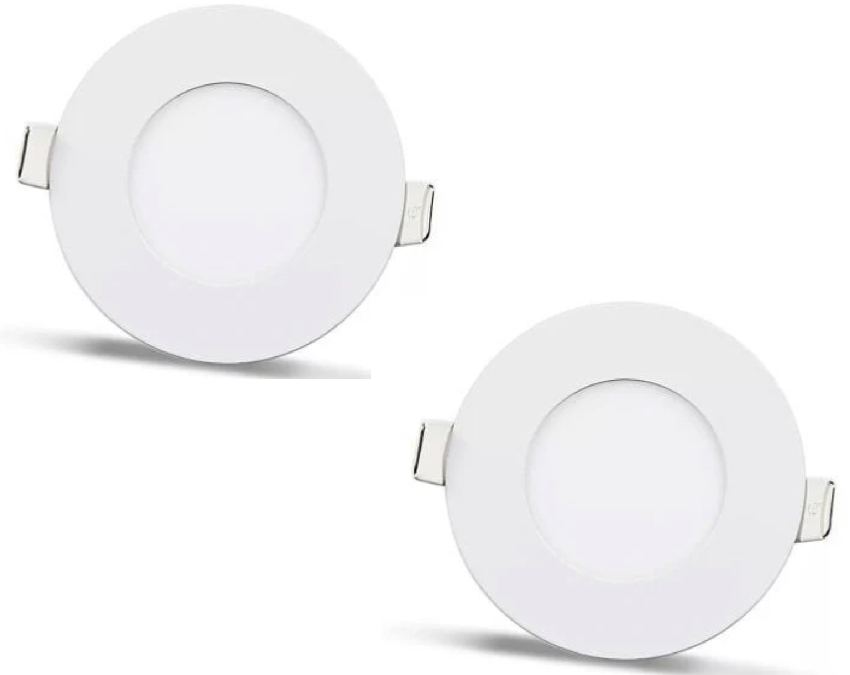 2 pcs - round LED panel 3W / 270Lm white circular recessed (power supply included) 4000K YL10-0307