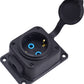 Dubh "rubber" socket suiteáilte ar dhromchla 250V, 16A, IP44, SCHUKO 2P+Z, 1KMP-F, Bylion