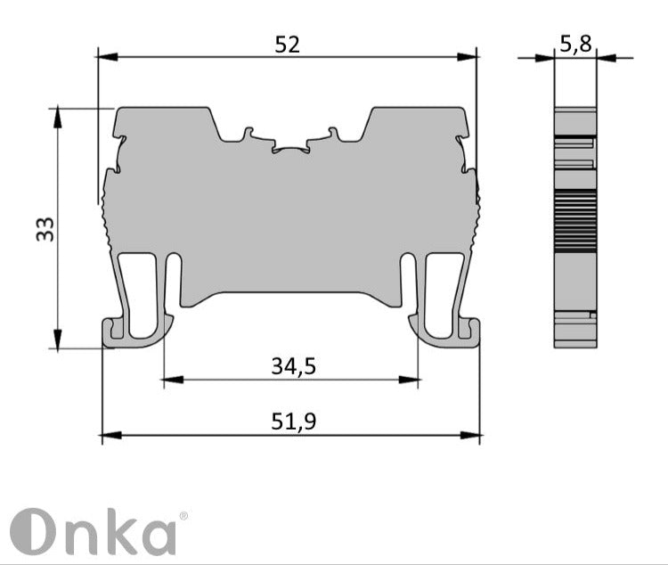 ONKA 2,5mm2 conector raile spring 2-thaobh grey, 1020016