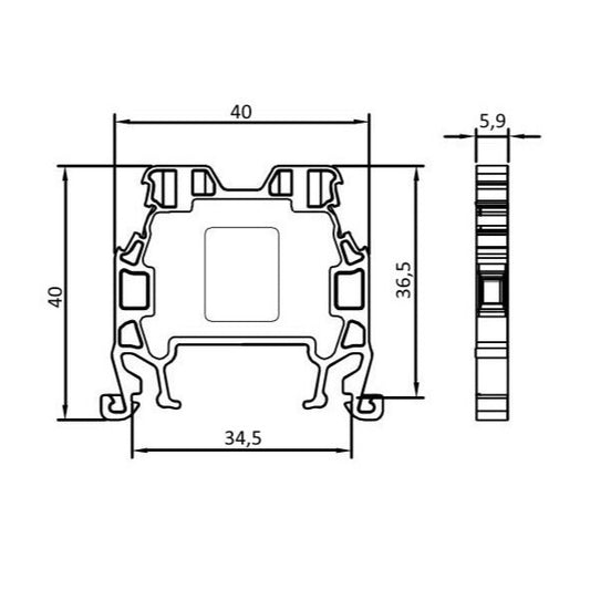 ONKA 2.5mm2 Screw rail connector terminal block DIN rail terminal 2-wire blue, 1010015