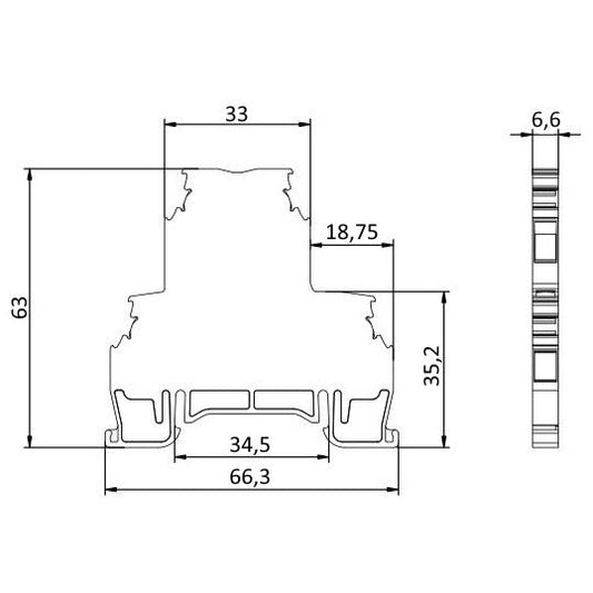 ONKA 4mm2, 2 tier Screw rail connector terminal block DIN rail terminal 4-wire grey, 1010368