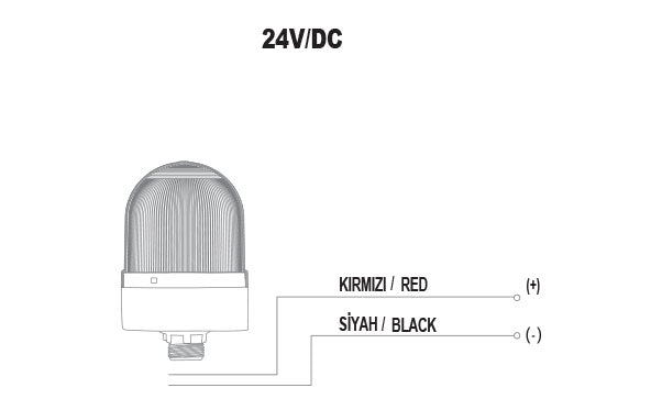 Flashing ø70 NUT.CONN.SIGNAL BEACON LE BUZZ., 40-250V AC/DC., GORM LE 10CM TUBA EXT.