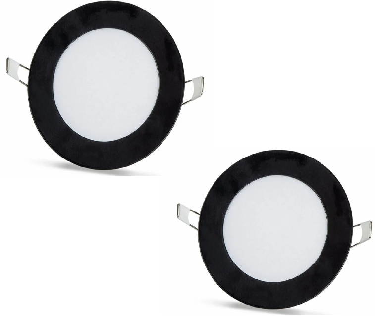 2 pcs - painéal LED ciorclach 6W / 540Lm bán fuar fráma dhubh ciorclach suiteáilte (soláthar cumhachta san áireamh) 6500K YL10-0600-S
